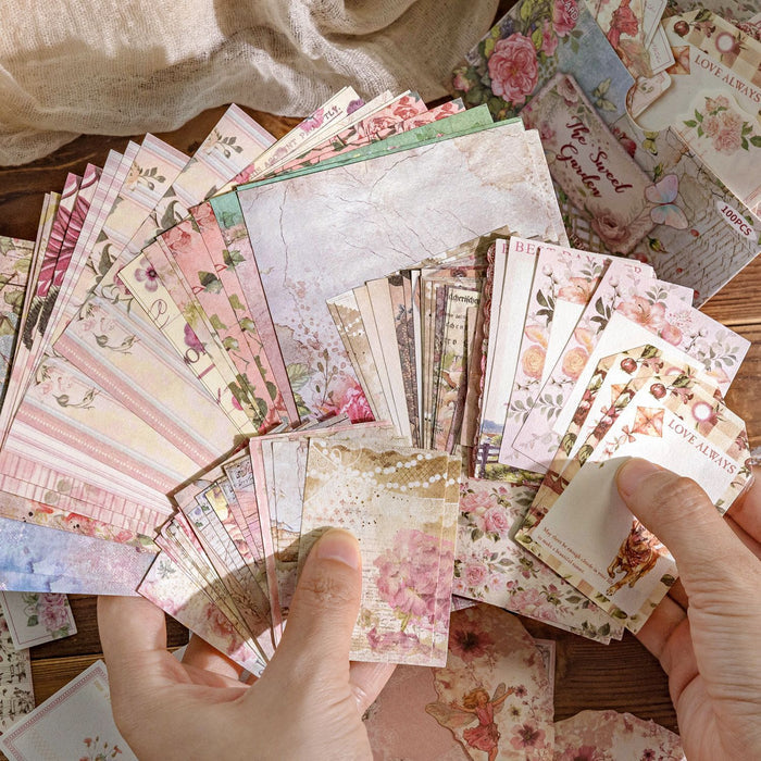 100PCS Vintage Garden Floral Journal Paper VMP18