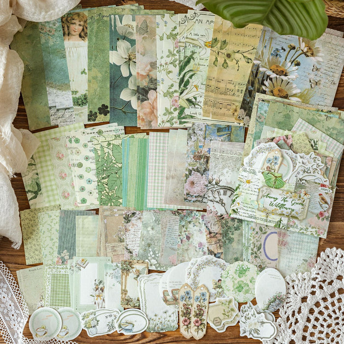 100PCS Vintage Garden Floral Journal Paper VMP18