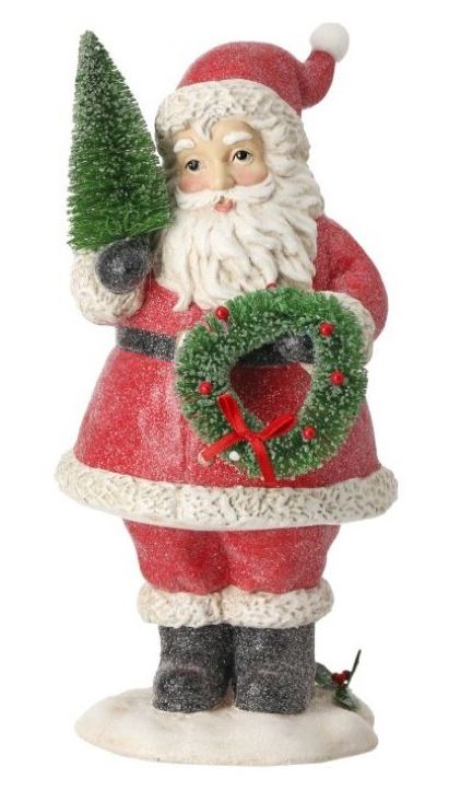 10.5" RESIN SANTA W/SISEL TREE WREATH