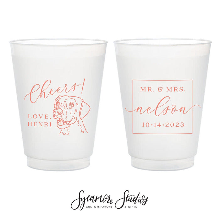 12oz or 16oz Frosted Unbreakable Plastic Cup #204 - Custom Pet Illustration