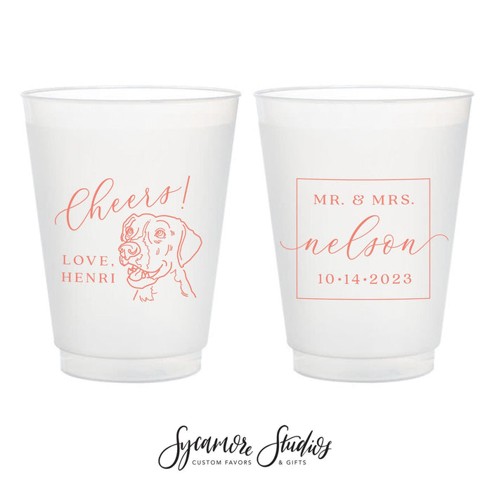 12oz or 16oz Frosted Unbreakable Plastic Cup #204 - Custom Pet Illustration