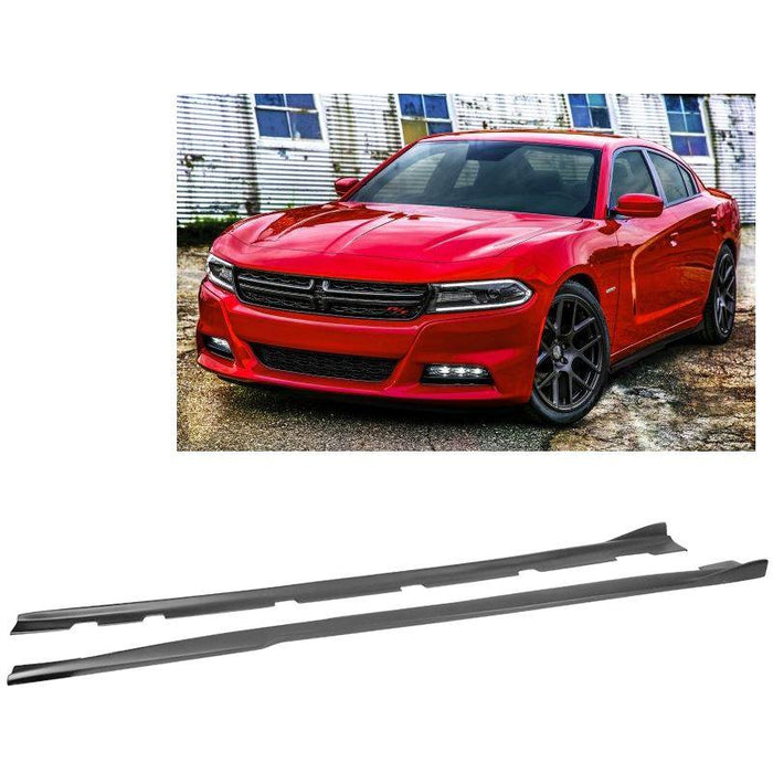 2011-2023 Dodge Charger - SRT Style Side Skirts Extensions - Unpainted Matte Black