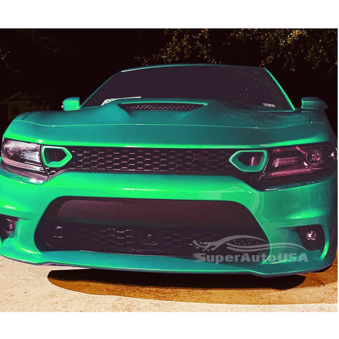 2015-2020 Dodge Charger SRT - Scat Pack Style Front Grille Dual Inlets Air Bezels - Green