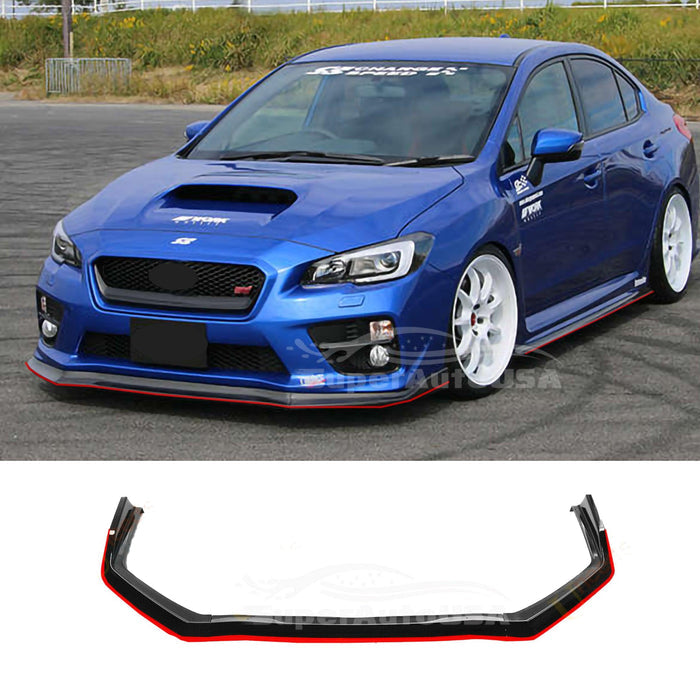 2015-2021 Subaru Impreza WRX STI VA - Front Lip + Side Skirts - Gloss Black w/ Red Trim (5pc)