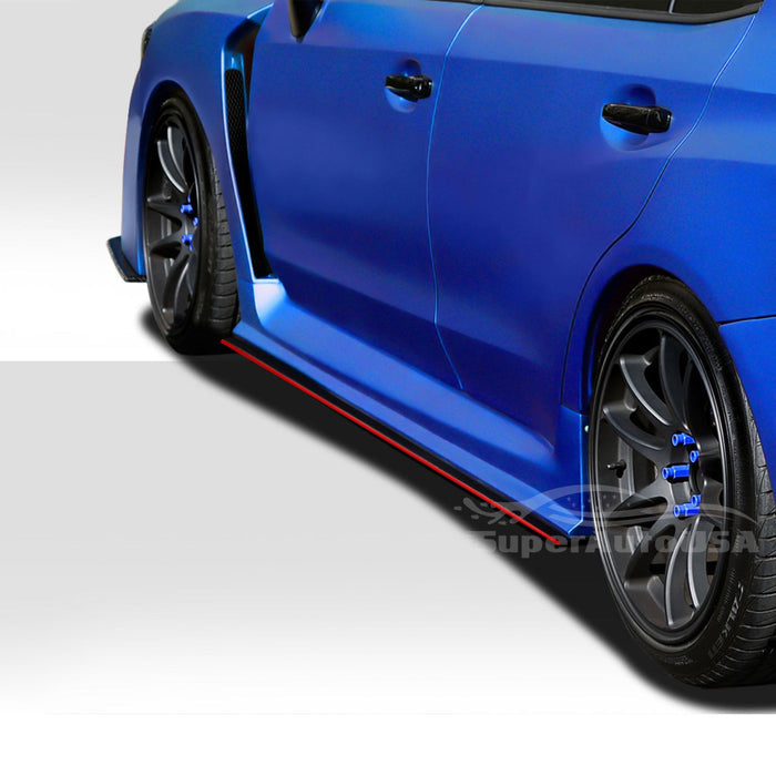 2015-2021 Subaru Impreza WRX STI VA - Front Lip + Side Skirts - Gloss Black w/ Red Trim (5pc)