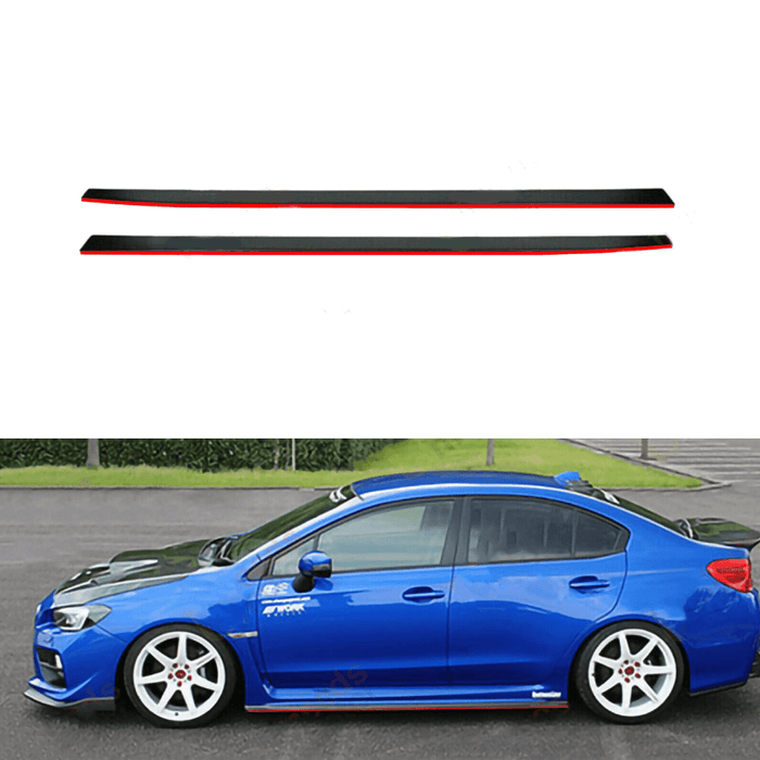 2015-2021 Subaru Impreza WRX STI VA - Side Skirt Extensions - Gloss Black w/ Red Trim (2pc)