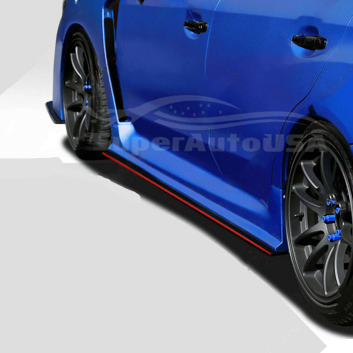 2015-2021 Subaru Impreza WRX STI VA - Side Skirt Extensions - Gloss Black w/ Red Trim (2pc)