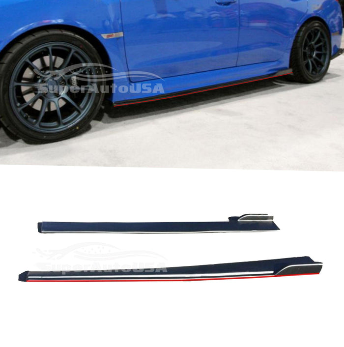 2015-2021 Subaru WRX STI VA - Front Lip + Side Skirts - Gloss Black w/ Red Trim