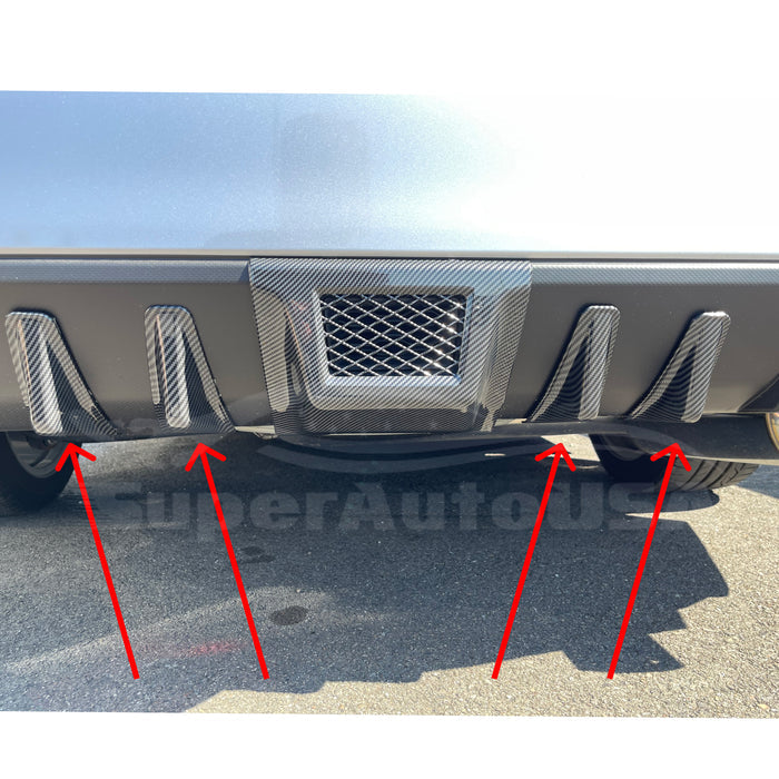 2015-2021 Subaru WRX STI VA - Rear Diffuser Shark Fins - Carbon Print