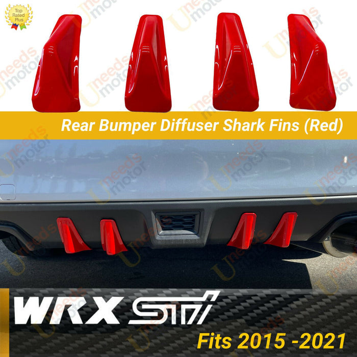 2015-2021 Subaru WRX STI VA - Rear Diffuser Shark Fins - Red