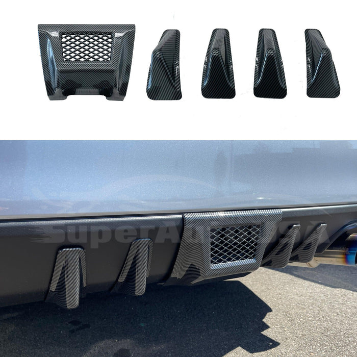 2015-2021 Subaru WRX STI VA - Rear Shark Fins & Brake Light Cover Set - Carbon Print