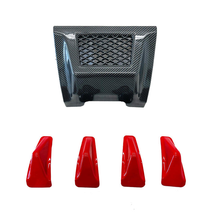2015-2021 Subaru WRX STI VA - Red Shark Fins & Brake Light Cover - Carbon Print