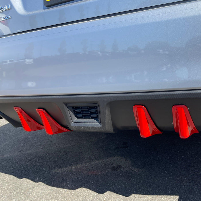 2015-2021 Subaru WRX STI VA - Red Shark Fins & Brake Light Cover - Carbon Print