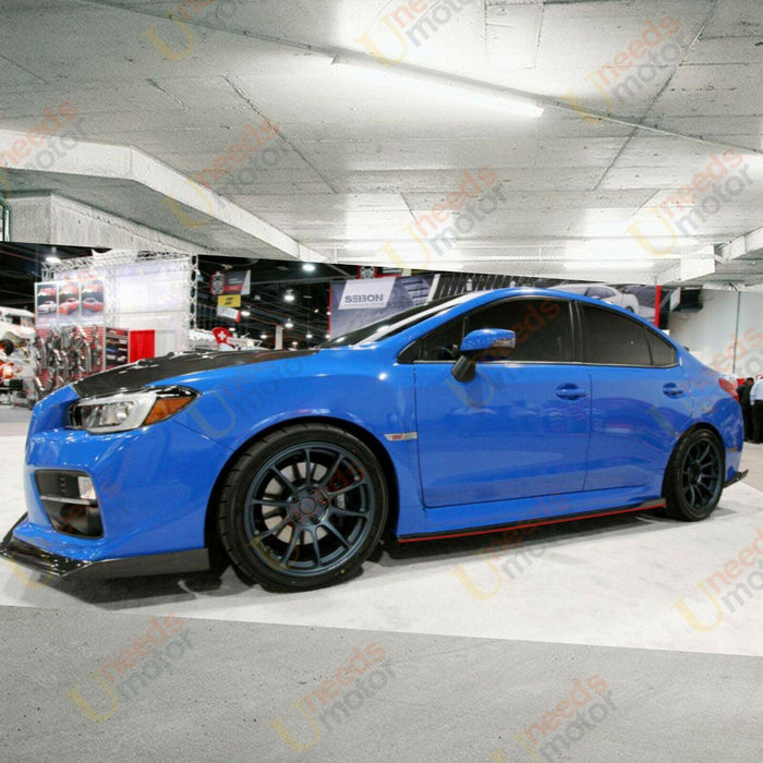 2015-2021 Subaru WRX STI VA - Side Skirts With Winglet - Gloss Black w/ Red Stripe