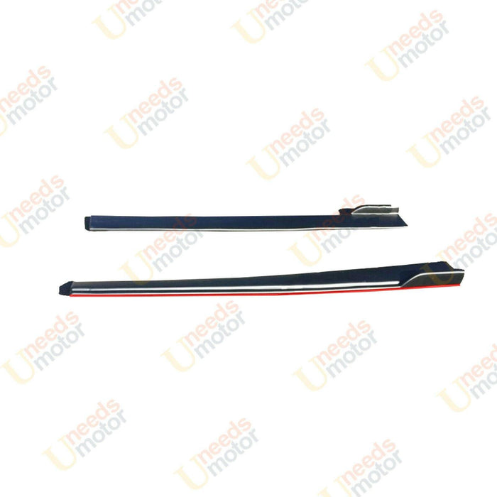2015-2021 Subaru WRX STI VA - Side Skirts With Winglet - Gloss Black w/ Red Stripe