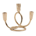 7" Triple Tapered Metal Candle Holder - Gold
