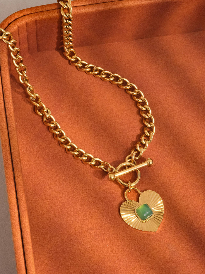 APRÈS GREEN HEART CHAIN NECKLACE