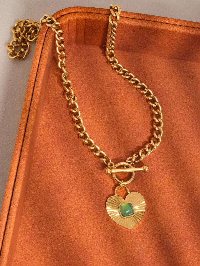 APRÈS GREEN HEART CHAIN NECKLACE