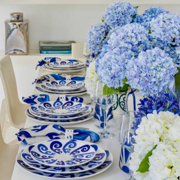 Athenee Two Tone Blue Peacock Dinner Plate - Set of 2