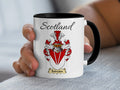 Balmakin Scottish family crest accent mug with Scotland above the coat of arms design