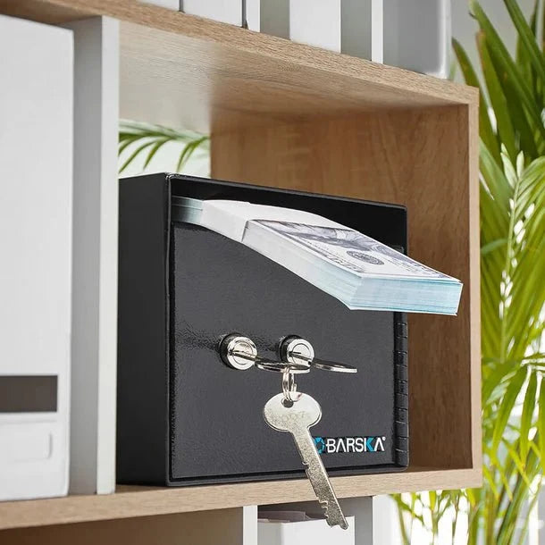 Barska AX13708 Dual Key Under Counter Safe Installed with Cash