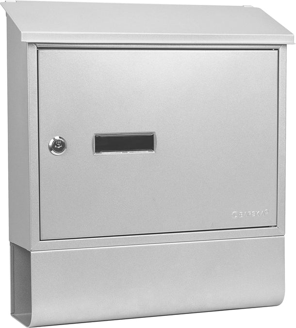 Barska CB13698 Contemporary Wall Mount Mailbox with Newspaper Bucket Door Closed & Empty