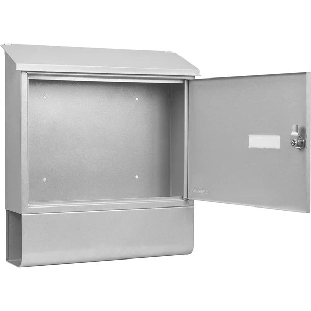 Barska CB13698 Contemporary Wall Mount Mailbox with Newspaper Bucket Door Open