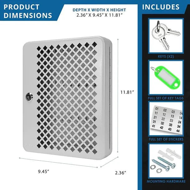 Barska CB13756 27 Capacity Fixed Position Mesh Front Key Cabinet with Key Lock Product Dimensions
