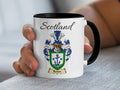 Barton Scottish family crest accent mug with Scotland above the coat of arms design