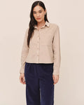 BELLA DAHL LONG SLEEVE PATCH POCKET WORK SHIRT - OAT