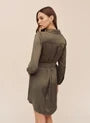 BELLA DAHL MULTI STITCH BELTED MINI DRESS - ARMY OLIVE