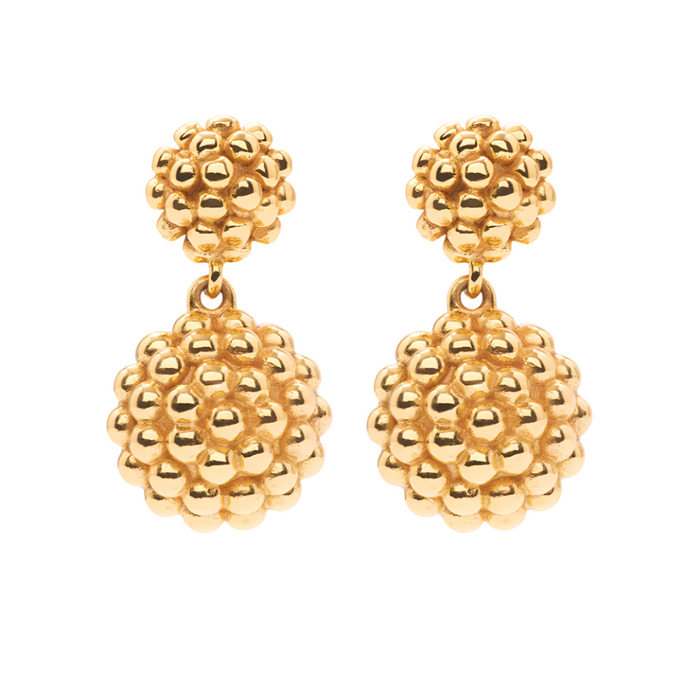 Berry Double Drop Earrings, Gold