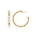 Berry Gem Medium Hoop Earrings, MOP