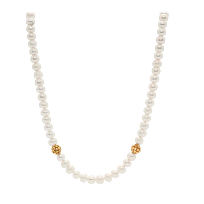 Berry Single Strand Necklace, 16"+2'', Pearl