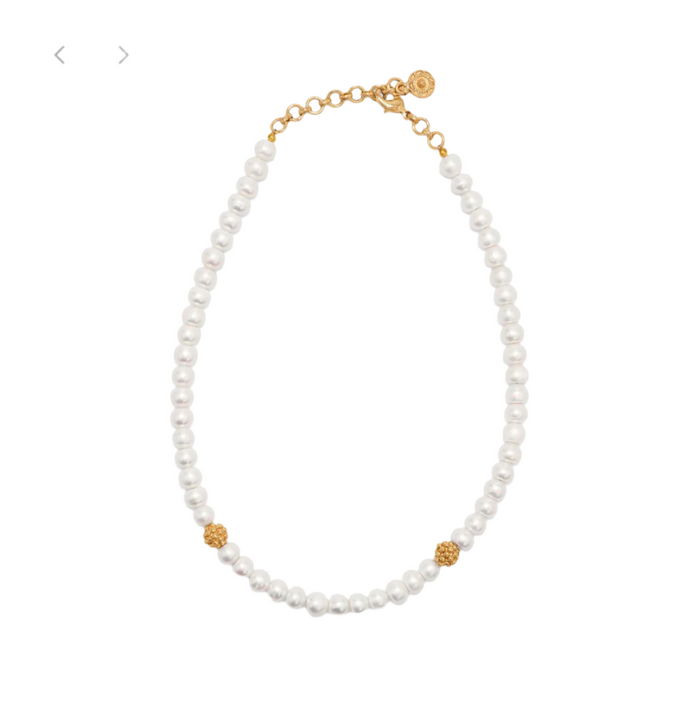 Berry Single Strand Necklace, 16"+2'', Pearl