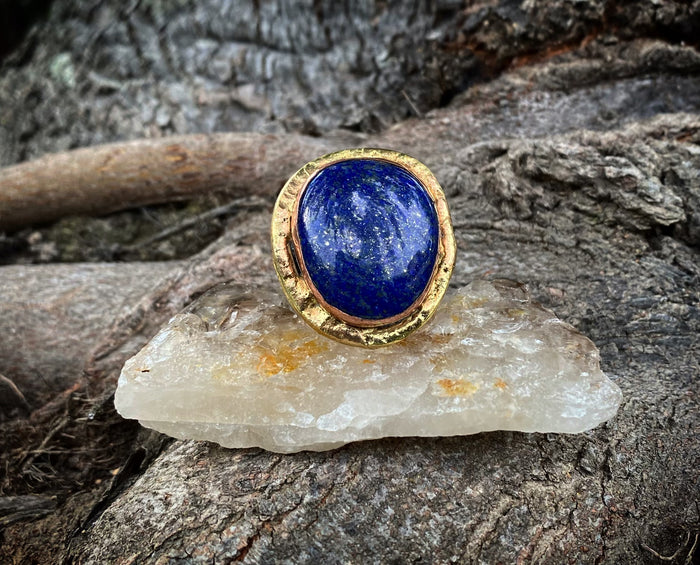 BRASS+COPPER+LAPIS LAZULI RING