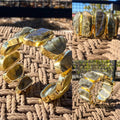BRASS+LABRADORITE CUFF BRACELET