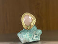 BRASS+ROSE QUARTZ SHIELD RING