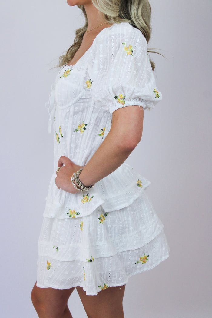 Brightest Days Dress, White/Yellow
