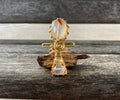 BRONZE+AGATE+CITRINE +ROSE QUARTZ ANKH RING