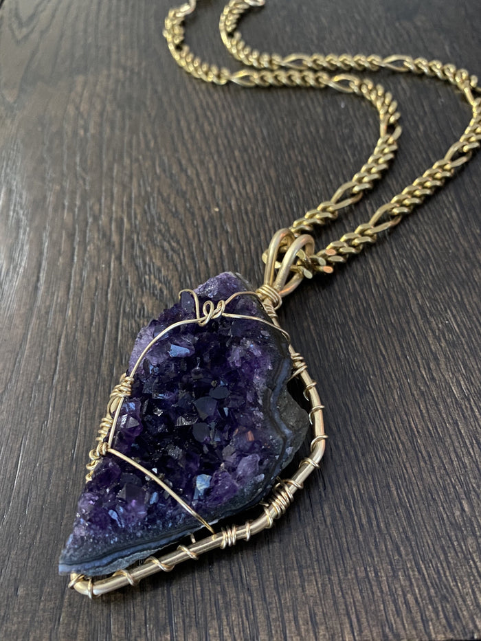 BRONZE+AMETHYST FIGARO NECKLACE