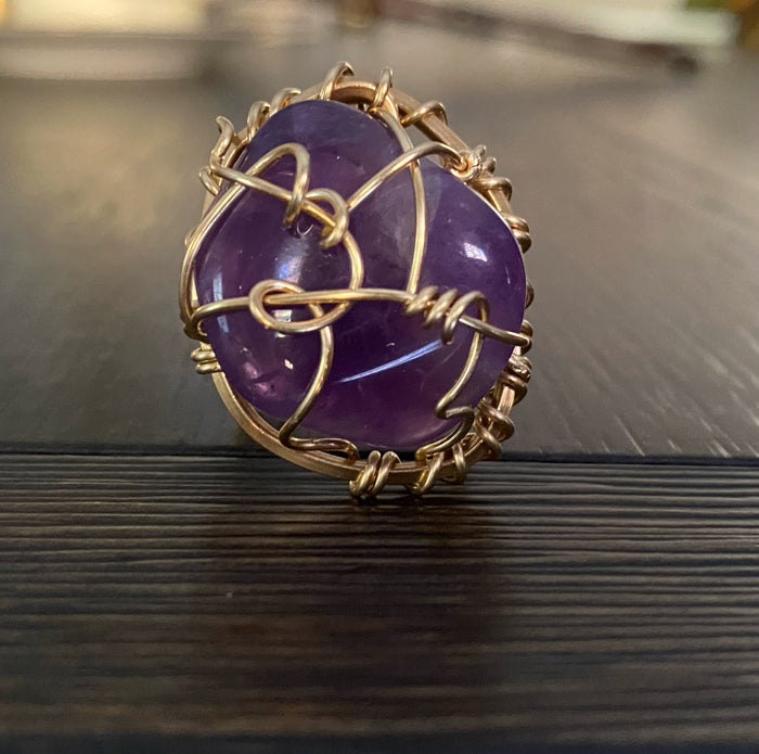 BRONZE+AMETHYST RING