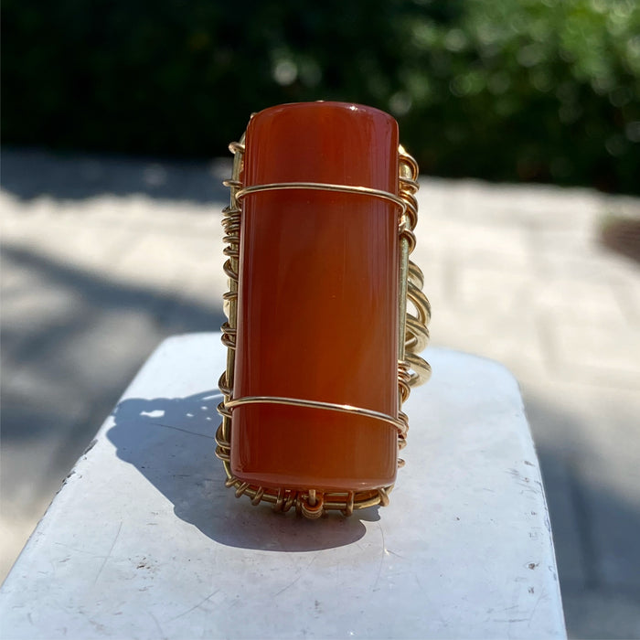 BRONZE+CARNELIAN RING