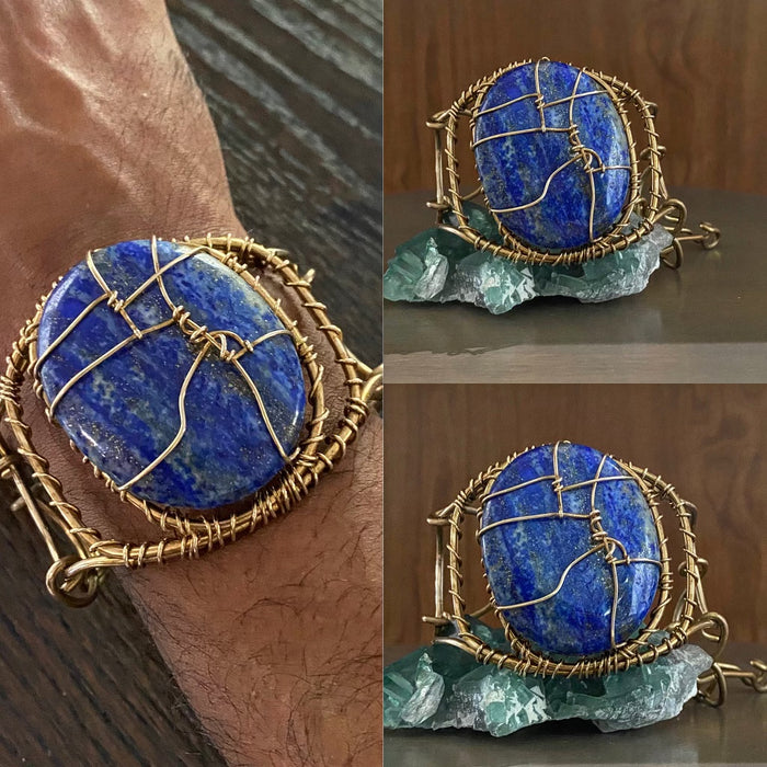 BRONZE+LAPIS LAZULI BRACELET