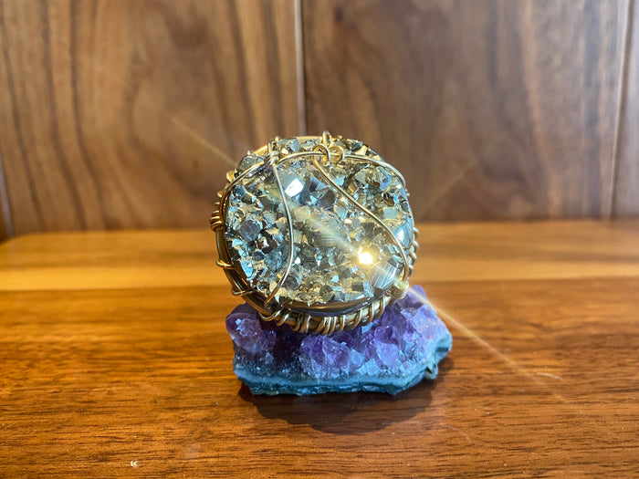 BRONZE+PYRITE RING