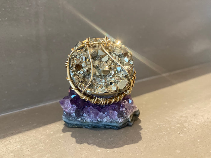 BRONZE+PYRITE RING