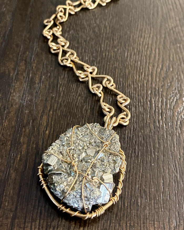 BRONZE+PYRITE S-LINK NECKLACE