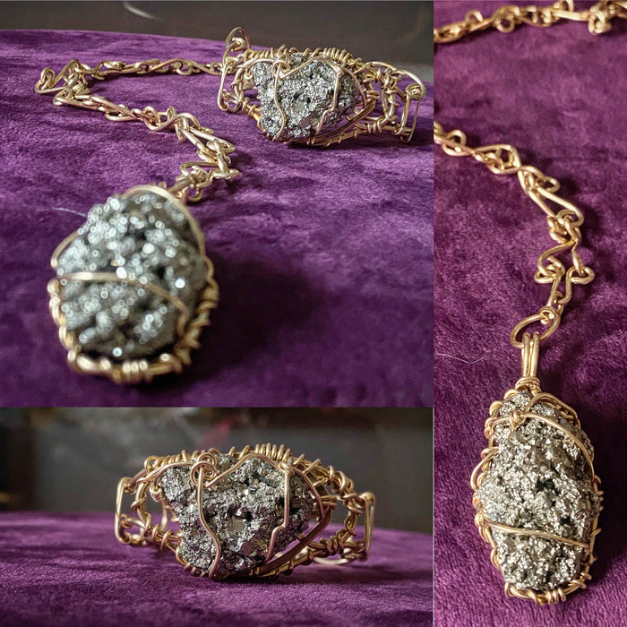 BRONZE+PYRITE S-LINK NECKLACE