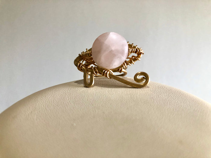 BRONZE+ROSE QUARTZ "THE LOVER IN HUE" RING