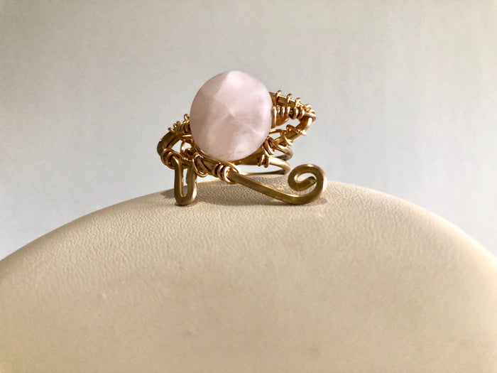 BRONZE+ROSE QUARTZ "THE LOVER IN HUE" RING